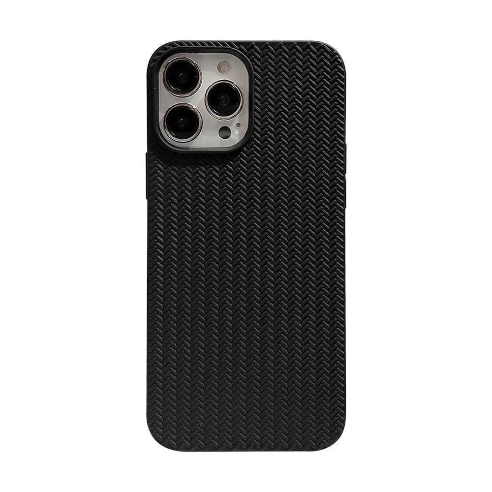 Knitted solid TPU phone case for Apple iPhone in black sweater colour