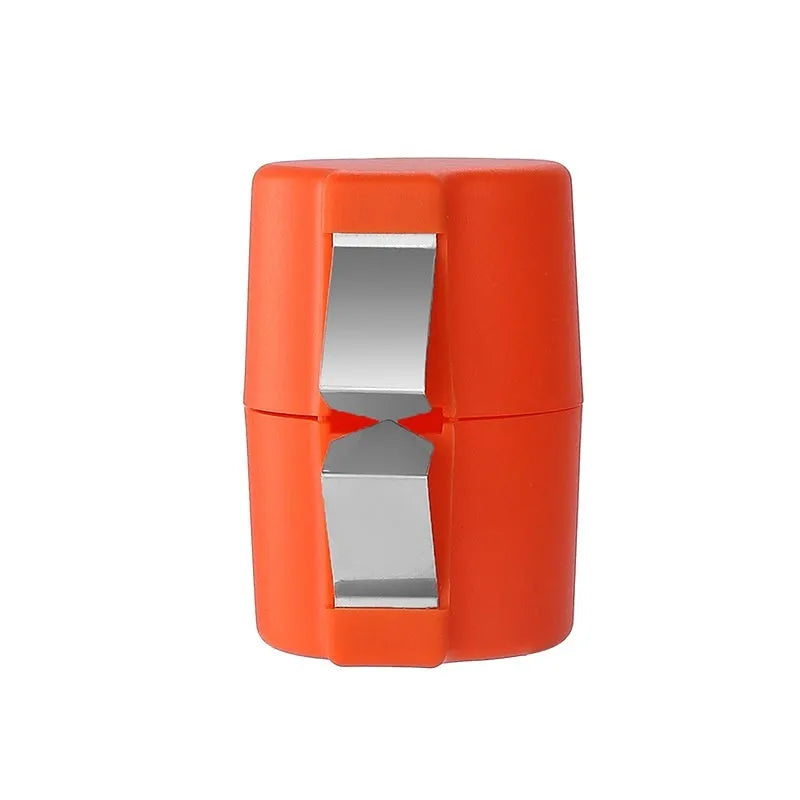 Kitchen egg shell opener and beater tool in orange red, pink or yellow colour weighing 35g