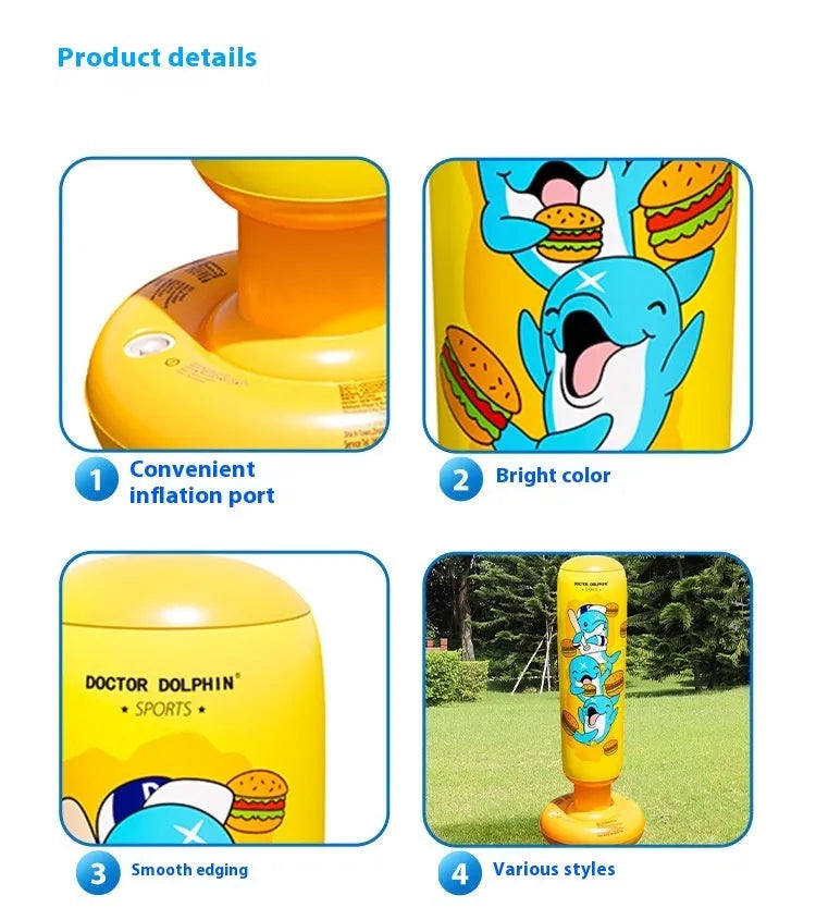 Yellow hamburger pattern inflatable boxing column measuring 120cm tall