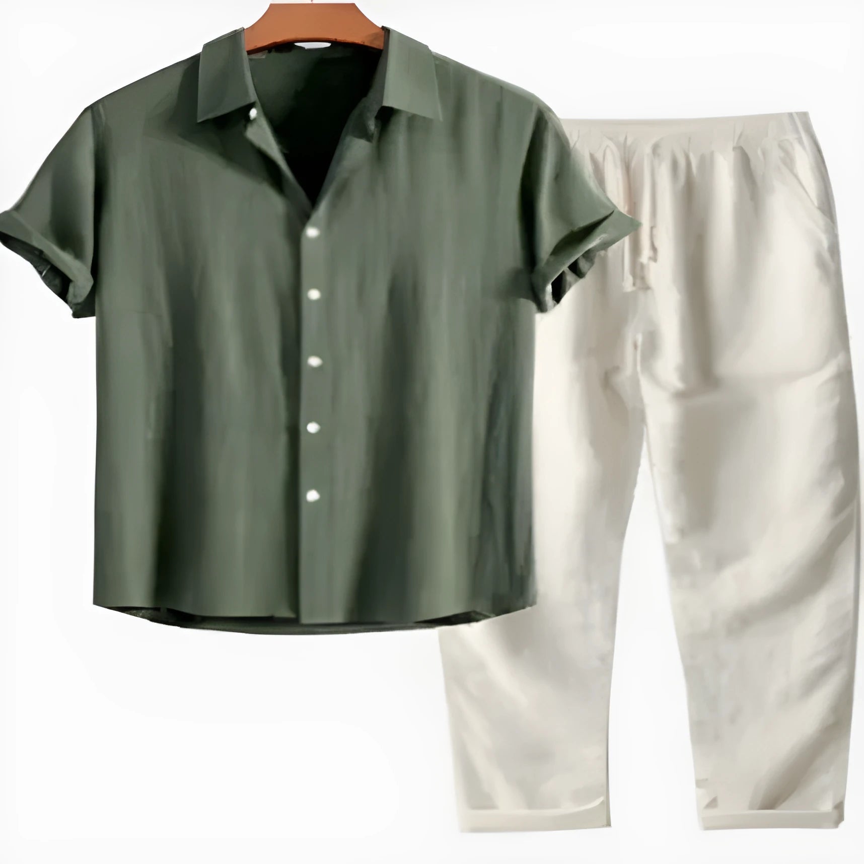 Men's green floral pattern slim fit shirt cardigan with Asian sizing options