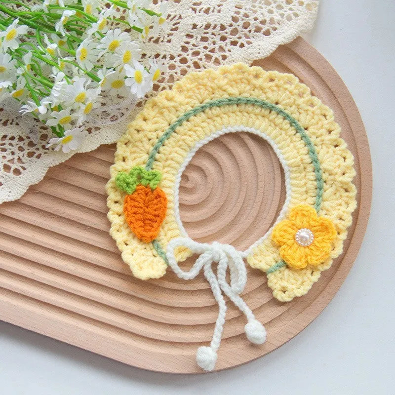 Handmade embroidered cotton scarf collar for small dog photo decoration in colourful print design