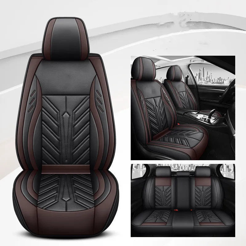 Full-leather car seat cushion with contrast stitching in multiple colour options