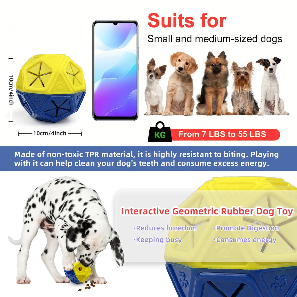 Blue biting-resistant hollow dog toy ball for interactive food puzzles