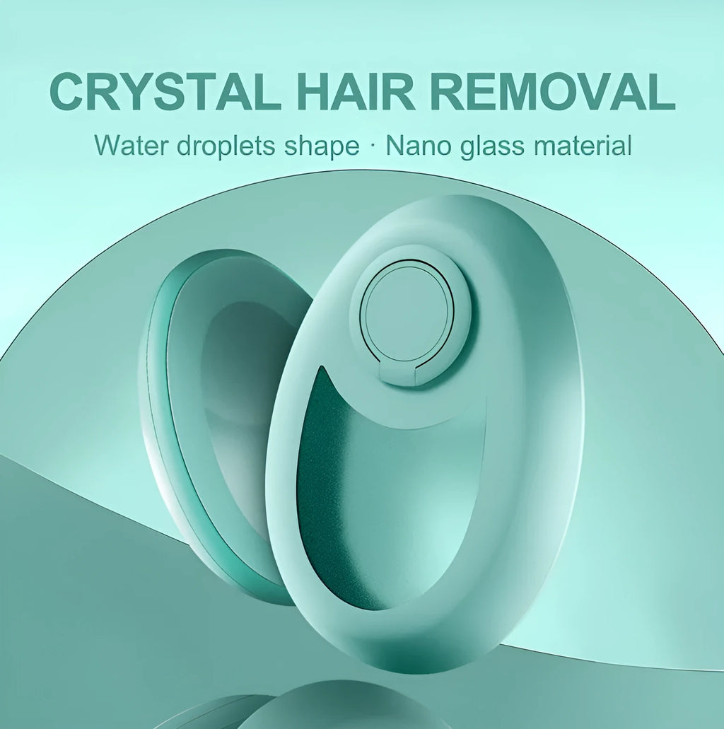 CJEER crystal hair removal tool with nano-glass surface and metal finger ring in green colour