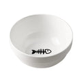 White ceramic cat bowl with decorative iron frame in cat ear design
