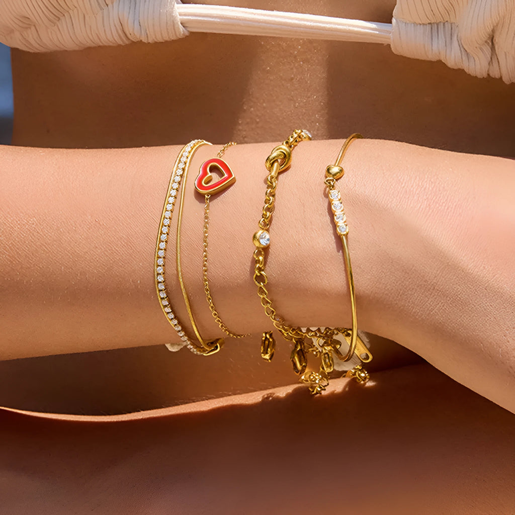 Stainless steel geometric drip oil love bracelet for women electroplated finish