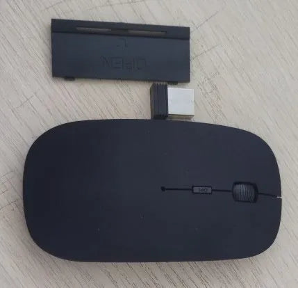 Bluetooth dual-mode wireless mouse in grey, compact rechargeable silent optical laptop mouse with USB cable