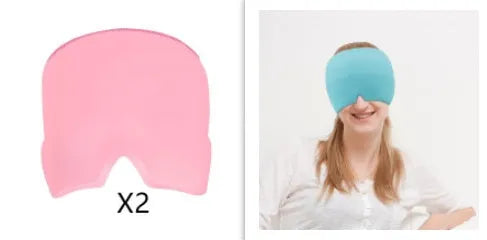 Elastic cloth gel eye mask for headache relief in black, pink or sky blue colours