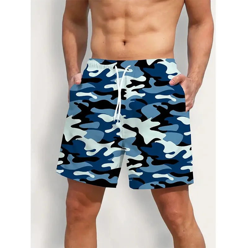 Men's solid colour beach shorts in polyester fabric with elastic waistband for travel
