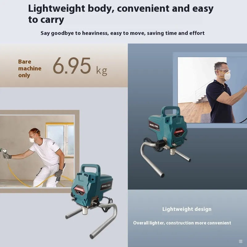 110V electric latex paint spraying machine with spray gun, pressure gauge, and extension rod