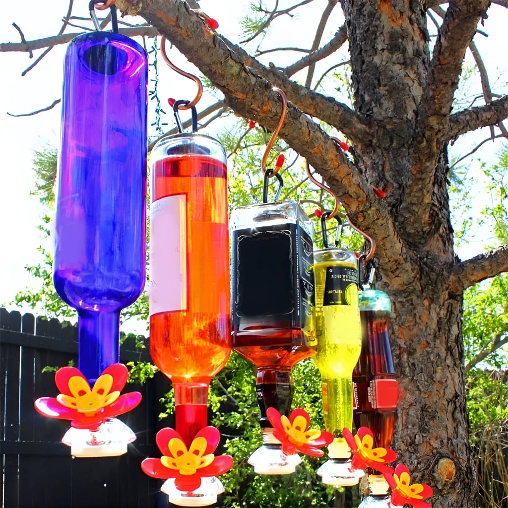 Wine bottle bird feeder with single head decoration for outdoor garden courtyard landscape