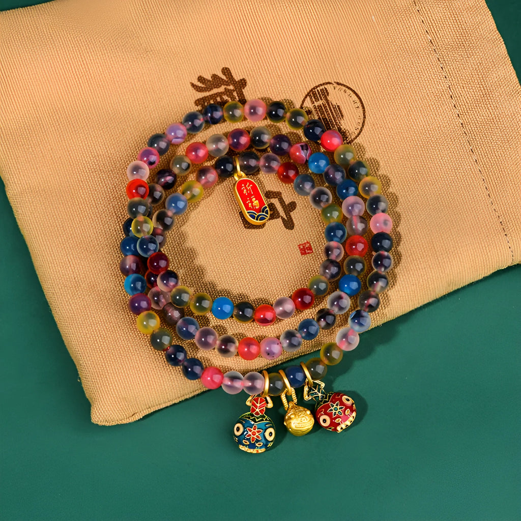 Dzogchen half pond agate bracelet with gray glaze and swallowing gold beast decoration