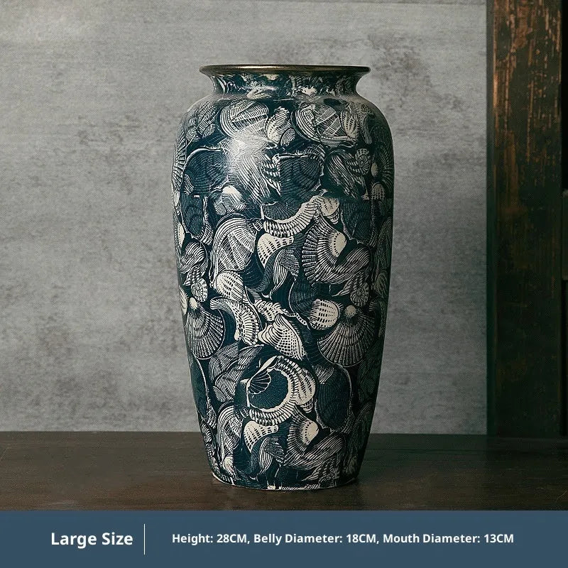 New Chinese retro artistic ceramic vase with decals on a table