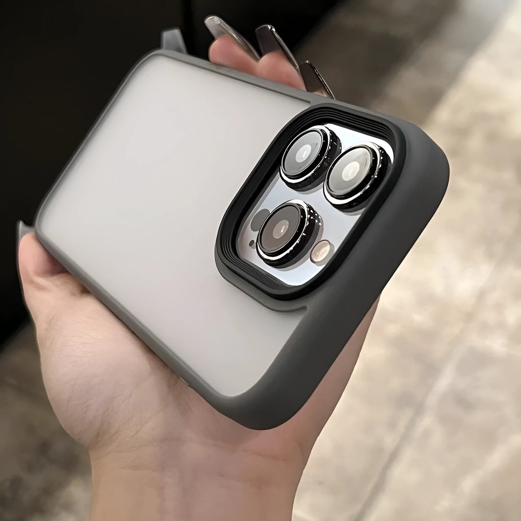 PC+TPU frosted Magsafe phone case for iPhone 15 Pro Max in Titanium Grey with anti-fingerprint surface