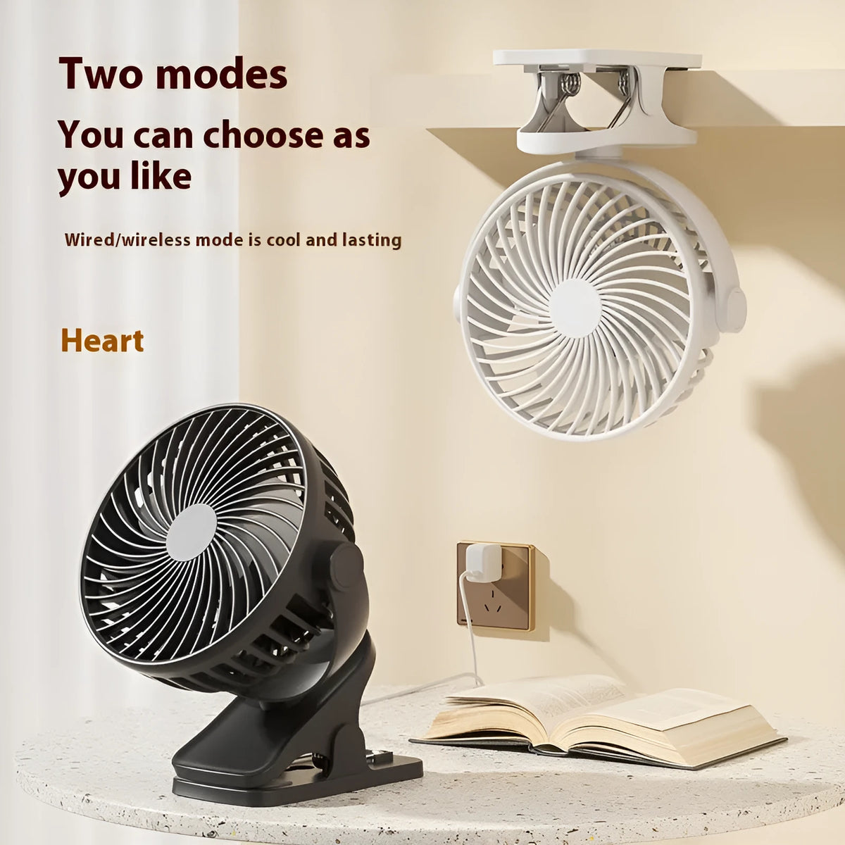 4-inch USB fan in white with three plastic blades and button controls on a desk