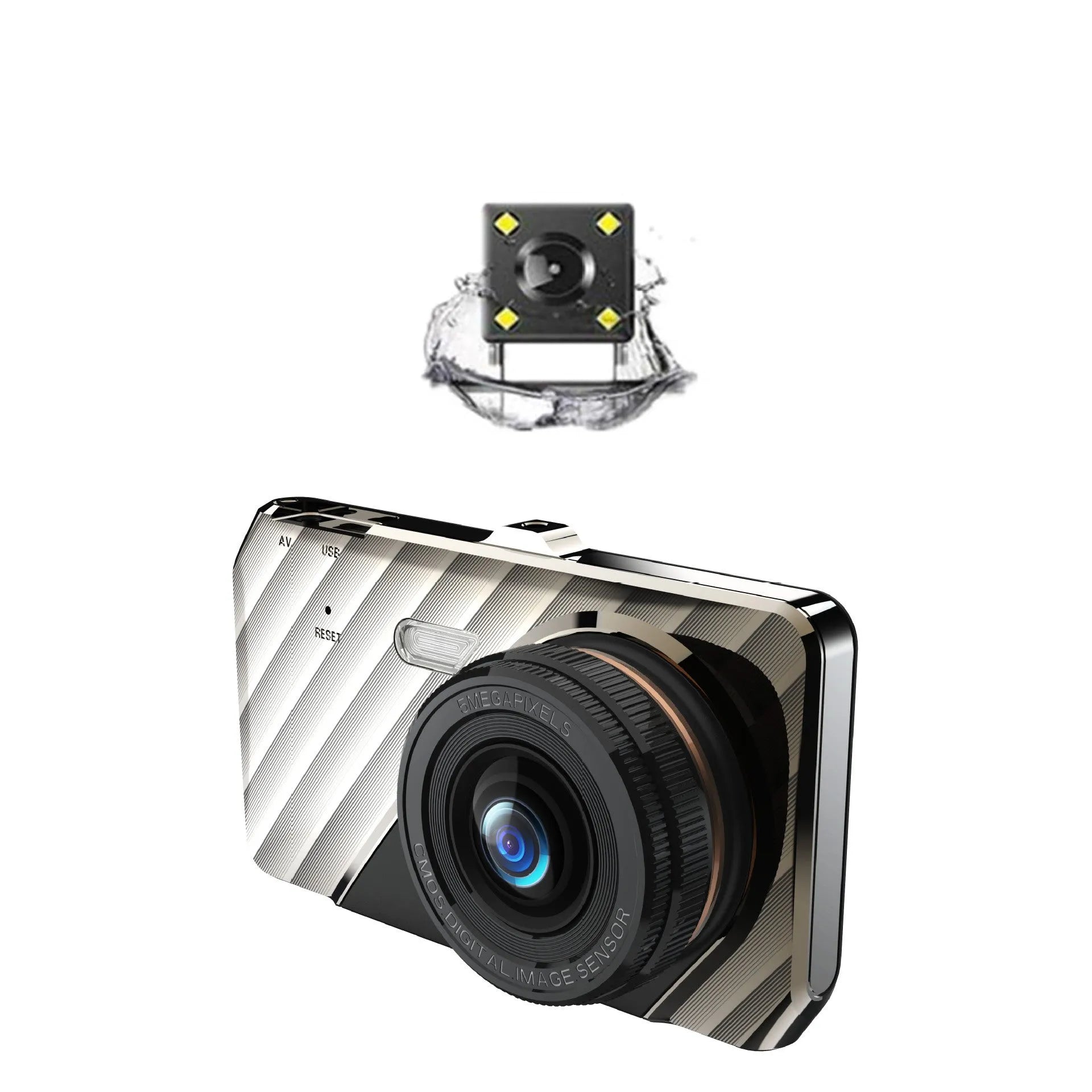 4-inch dual lens dashboard camera with touch screen for front and rear vehicle recording