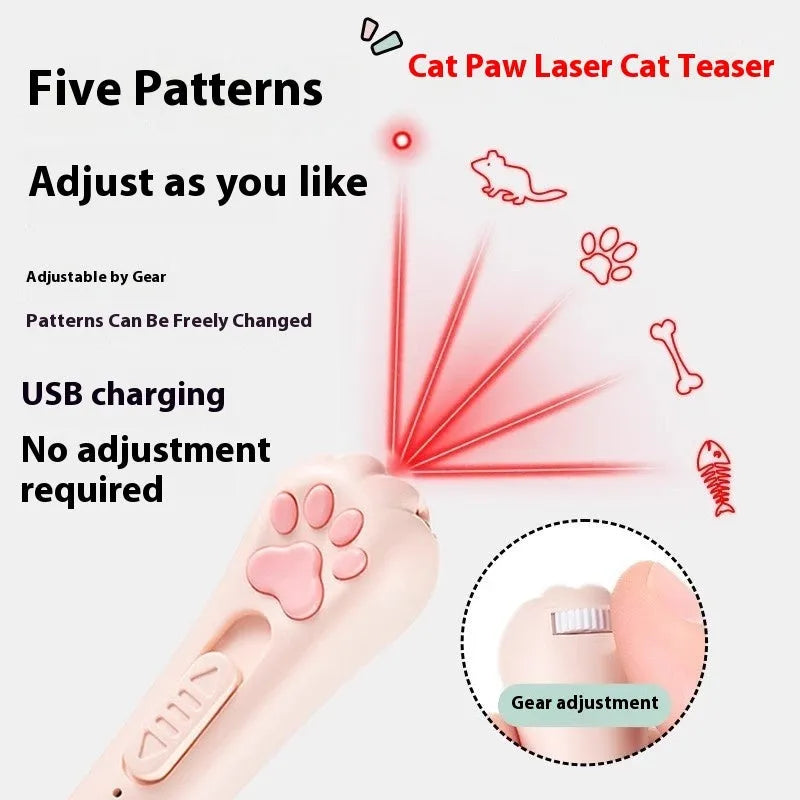 USB-rechargeable cat teaser wand with LED light and colourful feather in sky blue colour