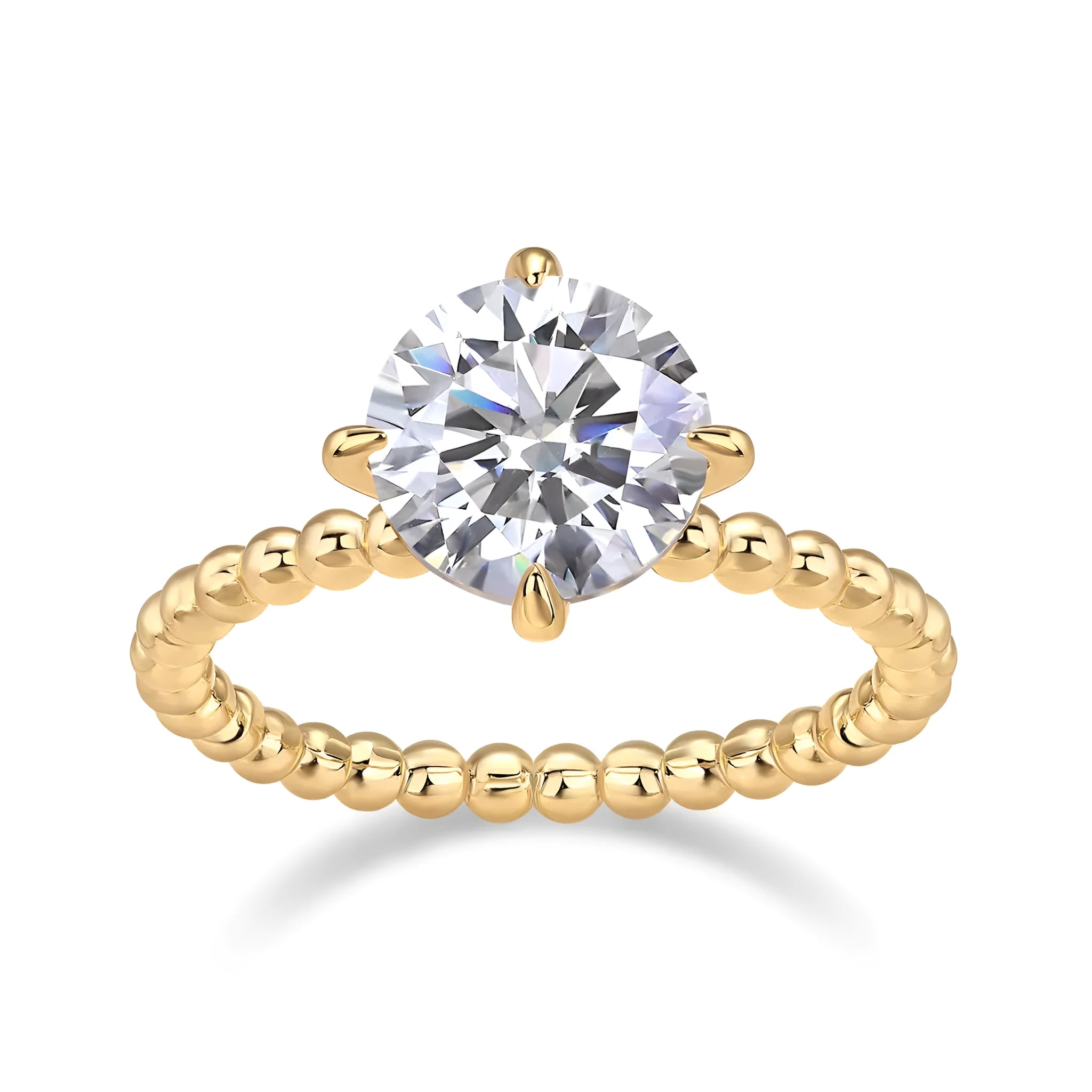 Forget-me-not wedding ring set with 3-carat moissanite in gold-plated S925 silver band on gift box