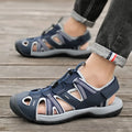 Men's summer outdoor casual sports shoes with breathable mesh upper and rubber sole, LX01 Blue, Velcro fastening