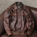 Men's black plus size PU leather jacket with lapel collar and side pockets
