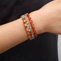 Hand-woven Persian Gulf agate bracelet with geometric round beads design