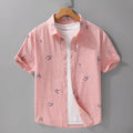 Men's loose fit cotton short sleeve shirt with letter print in light green colour