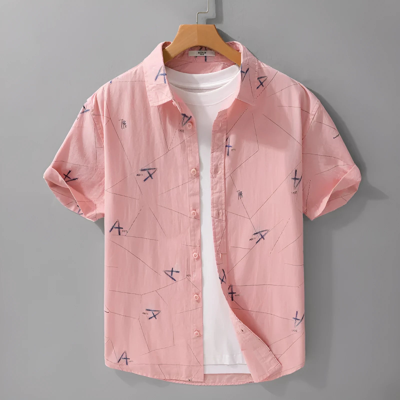 Men's loose fit cotton short sleeve shirt with letter print in light green colour