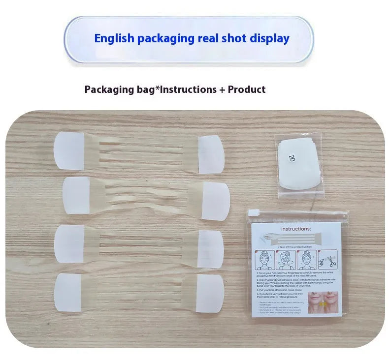 Skin colour neck pattern sling tape with 20 patches in 4-pack set for invisible neckline support