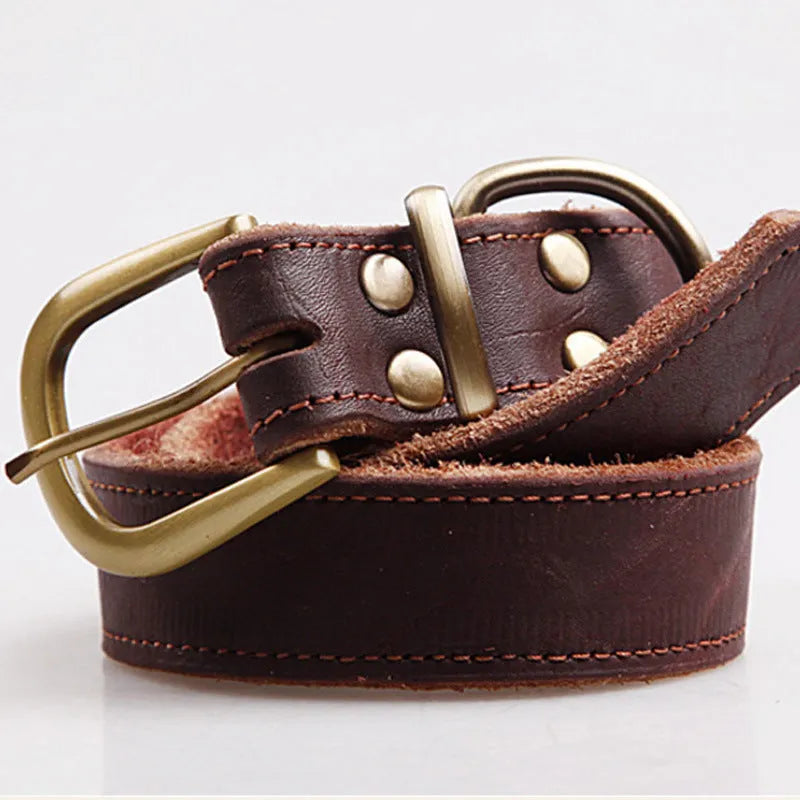 Cowhide dog collar in original leather colour with buckle, six sizes from 24CM to 65CM