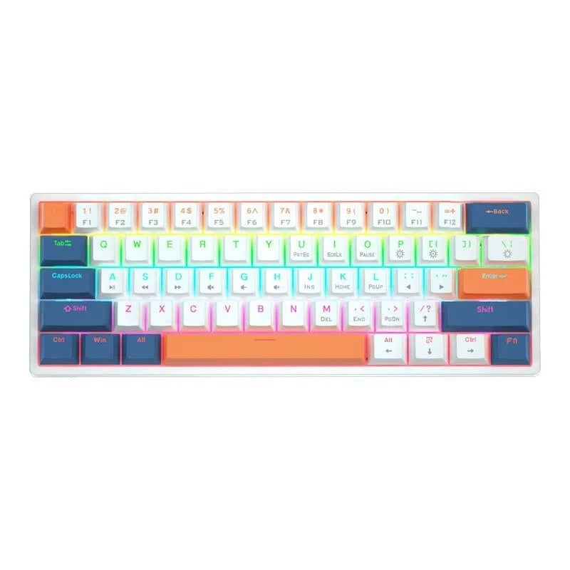 61-key compact mechanical keyboard with hot-swappable switches and bluish-black black tea shaft