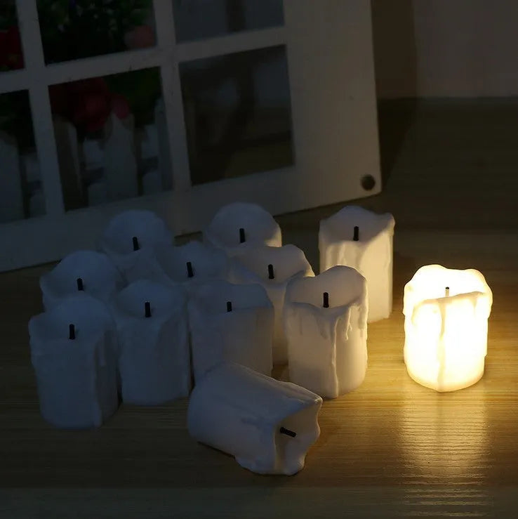 LED electronic tear candle set of 12 warm white 3.7x5cm