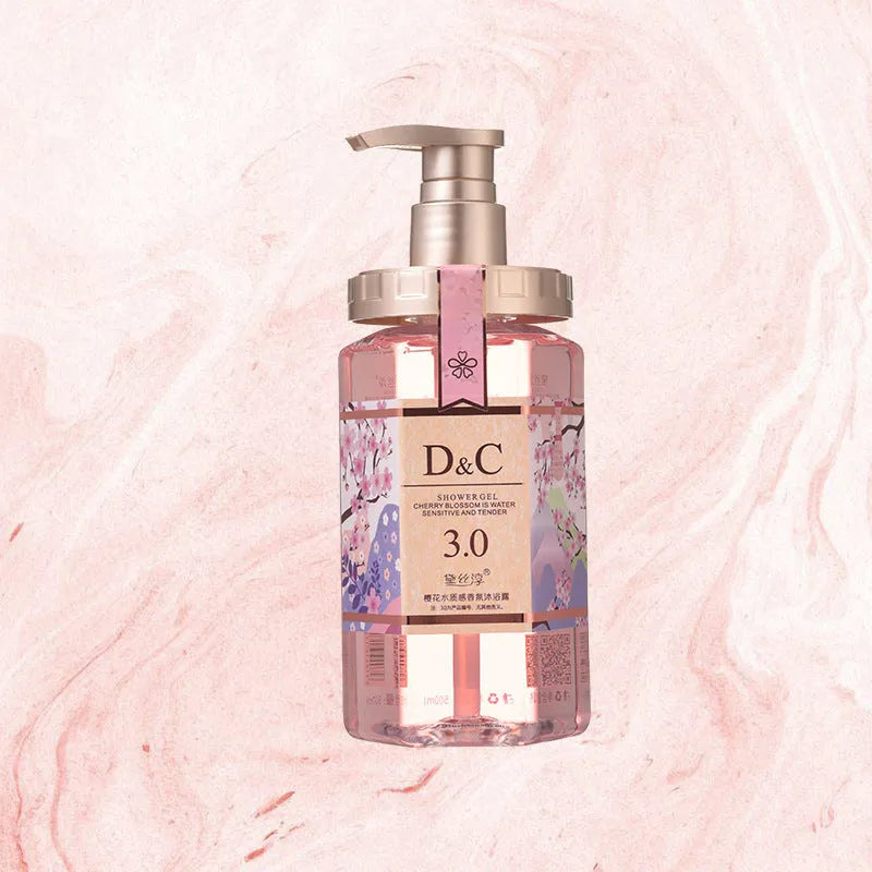 Sakura Blossom shampoo, hair mask, and shower gel set with three 500ml bottles.