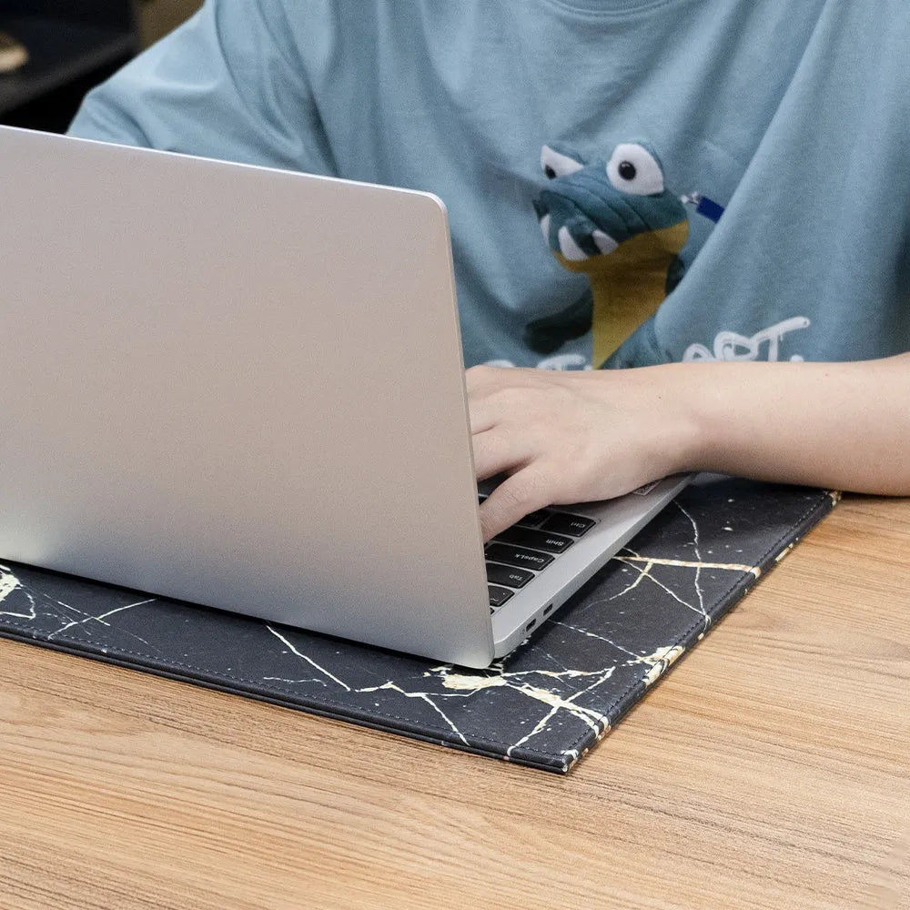 Heat-insulating anti-radiation printing tablet pad for laptops in black, black gold, blue, and green colours