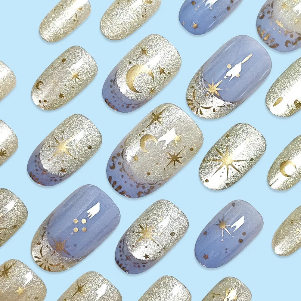 Xingyuanhui Wear Armor cat's eye nail art set in MY921-C Silver Moon Star colour with starry sky pattern