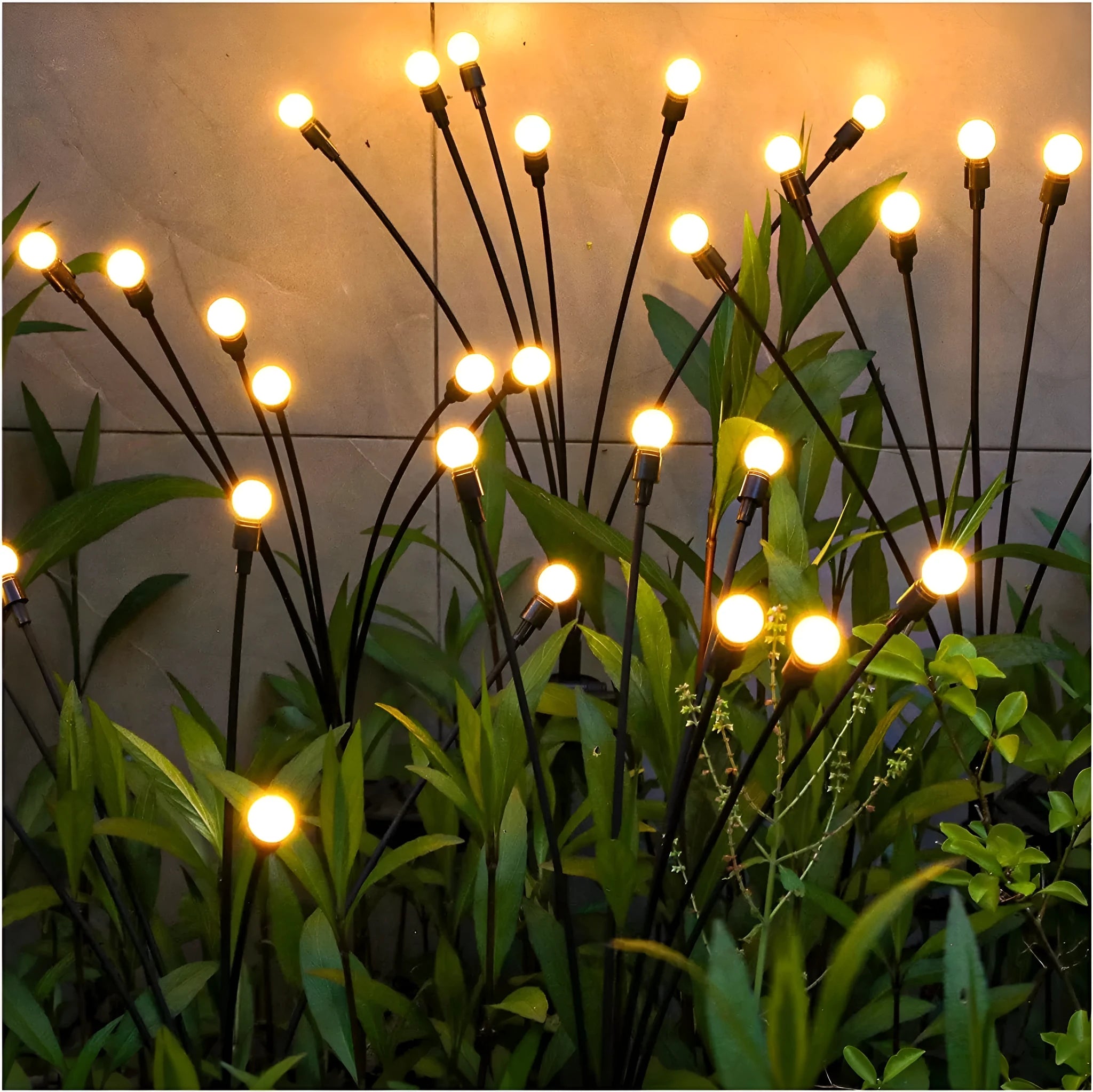 Solar-powered LED garden light with ground spike for soil installation in warm white or coloured lighting options