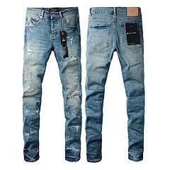 Men's black slim fit stretch skinny jeans with straight leg retro design