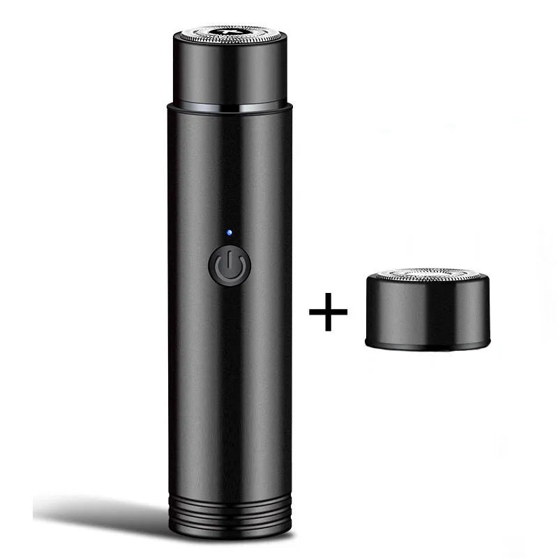 Mini portable electric shaver with rotary 1-blade head, black, 106mm length