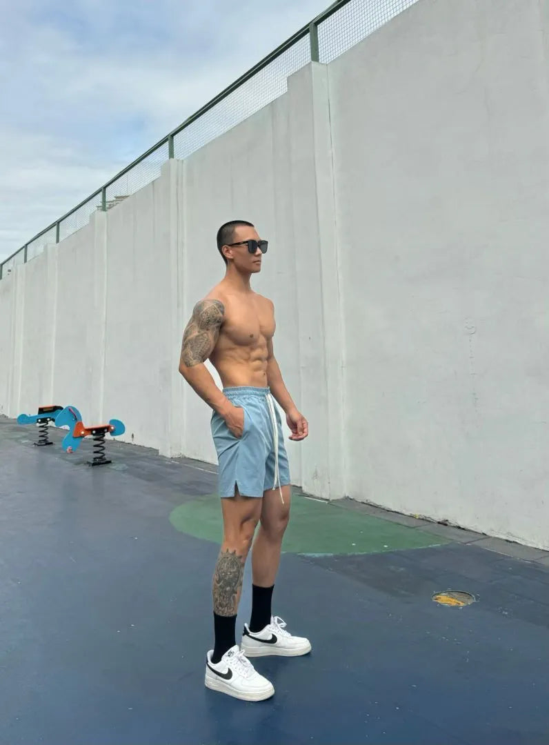 Men's ice silk quick-drying double-layer casual shorts in multiple colours