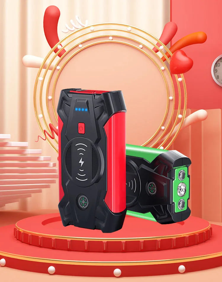 Car emergency jump starter 39800W 12V battery rescue unit with digital display and carrying case
