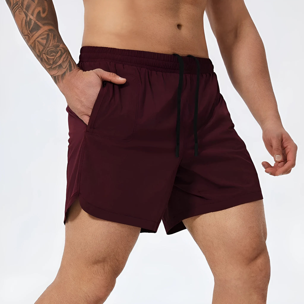 Men's nylon sports shorts in black, grey, red or blue for basketball tennis running
