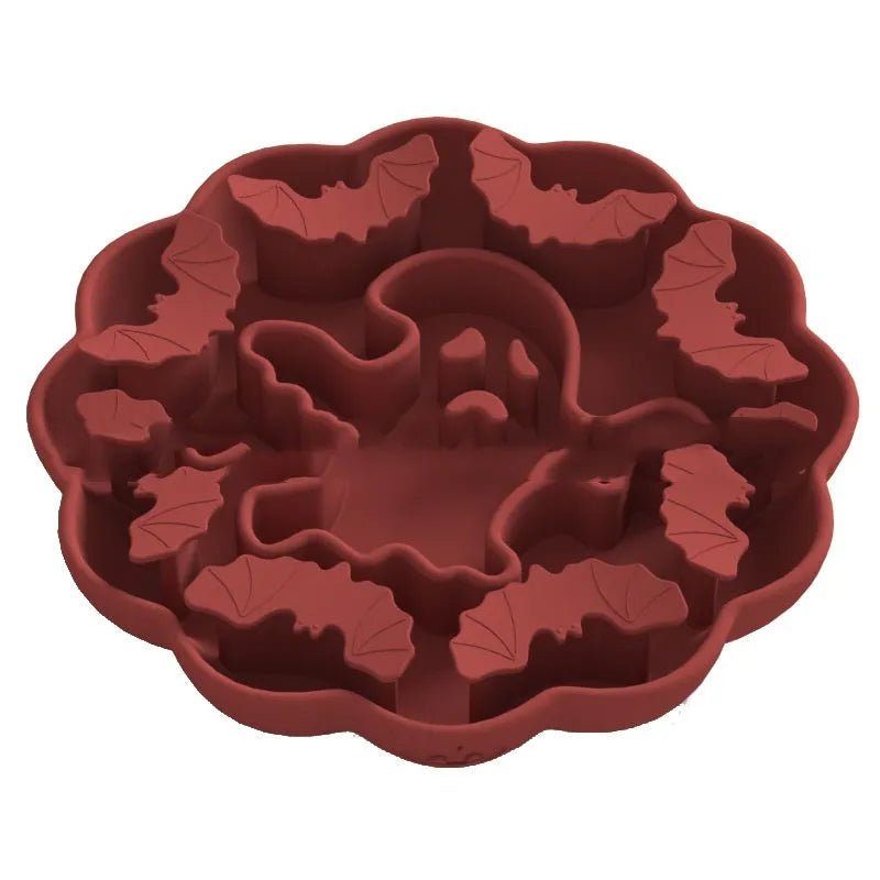 Silicone slow feeder dog bowl in multiple shapes and Halloween-themed colours