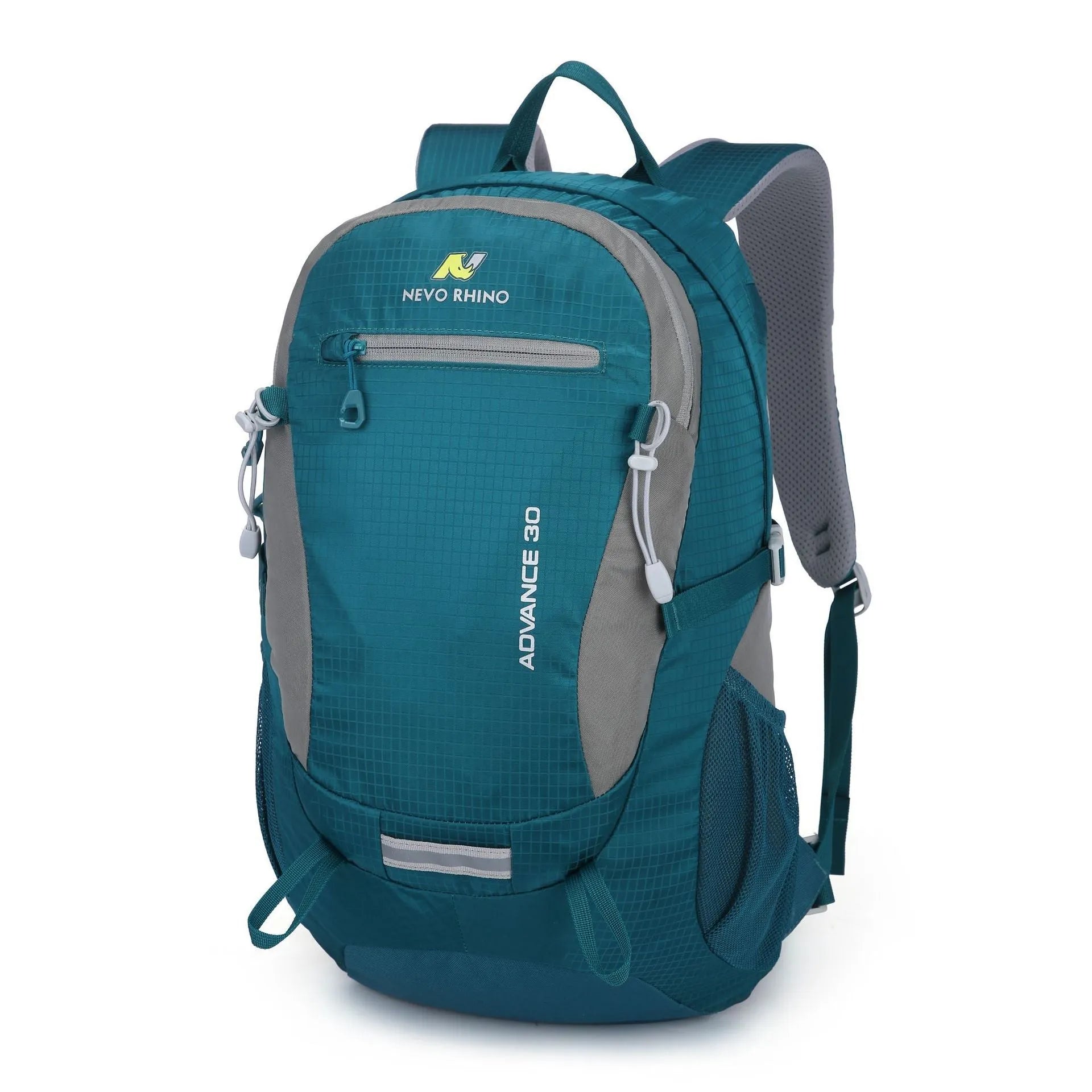 A solid-colour nylon 30-litre outdoor backpack with air-pillow straps in dark green.