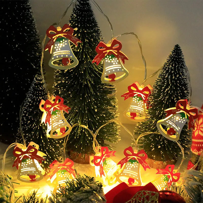 Christmas LED light string with Santa Claus, elk and snowman decorative ornaments for festive holiday decoration
