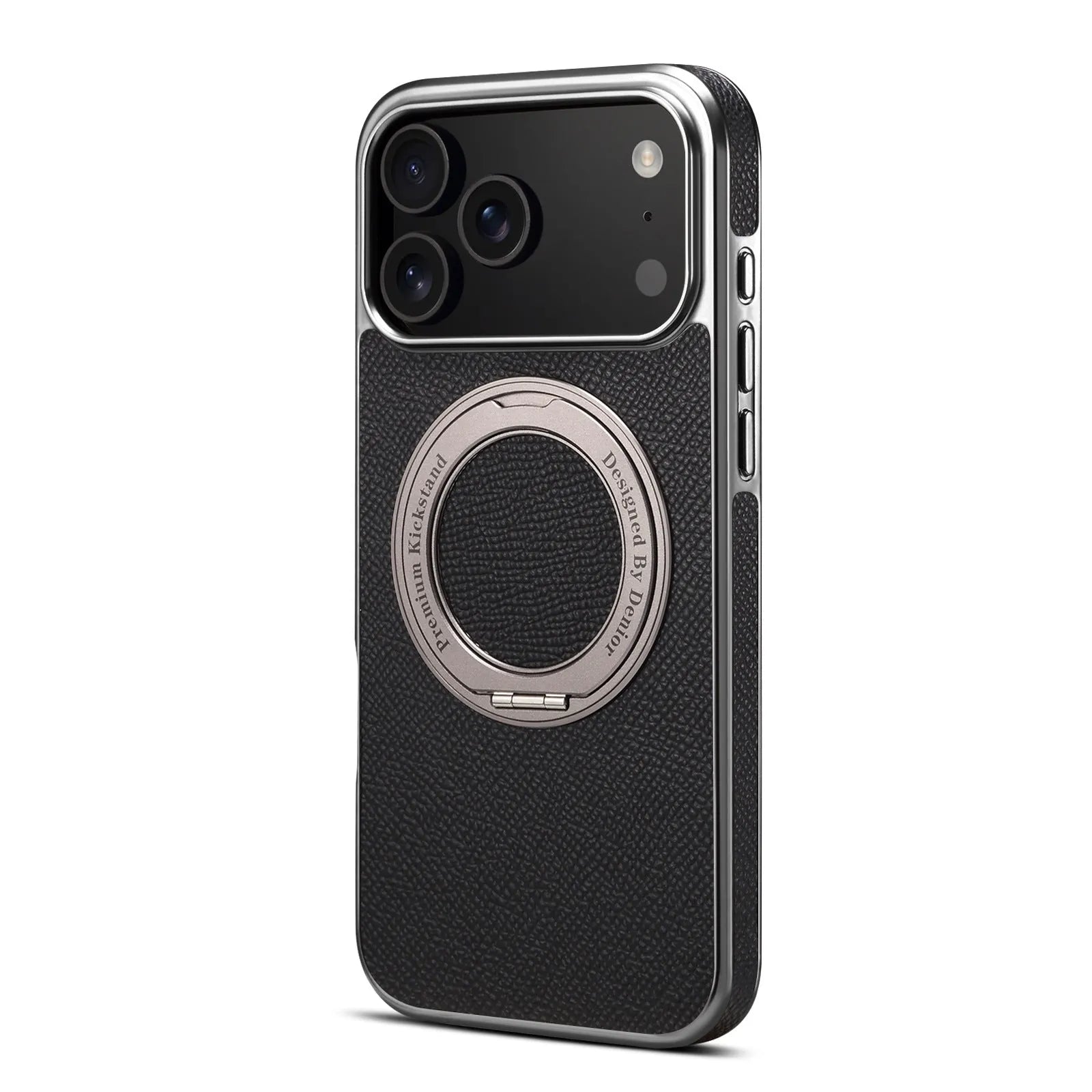 Denior genuine leather electroplating magnetic phone case for iPhone with bracket in four colours