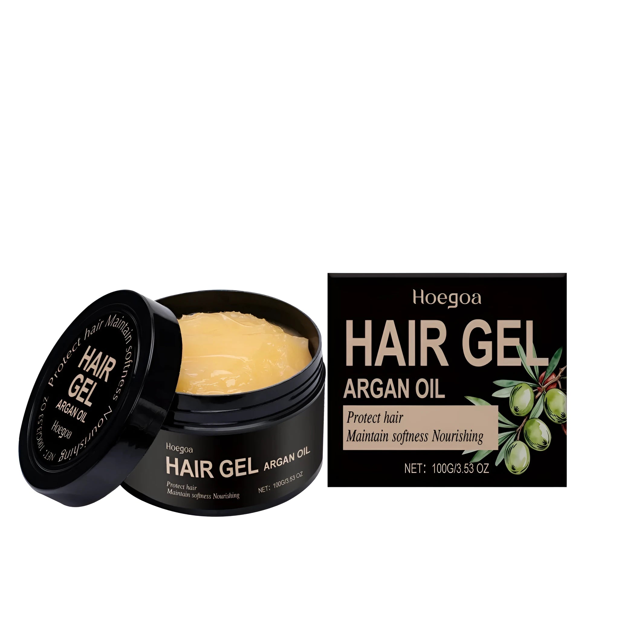 100ml container of Moroccan Nut Oil Setting Gel for hair styling