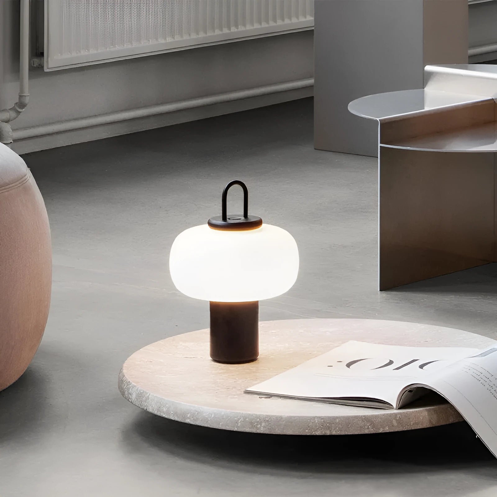 Minimalist clear glass bedside table lamp for children's bedroom with warm glow and UK plug.