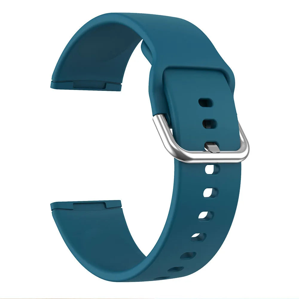 Solid colour silicone strap with silver buckle for Fitbit Versa 3 and Sense 2 watches