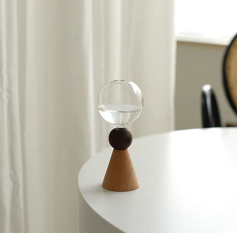 Clear glass geometric bubble vase with Nordic design and spherical section
