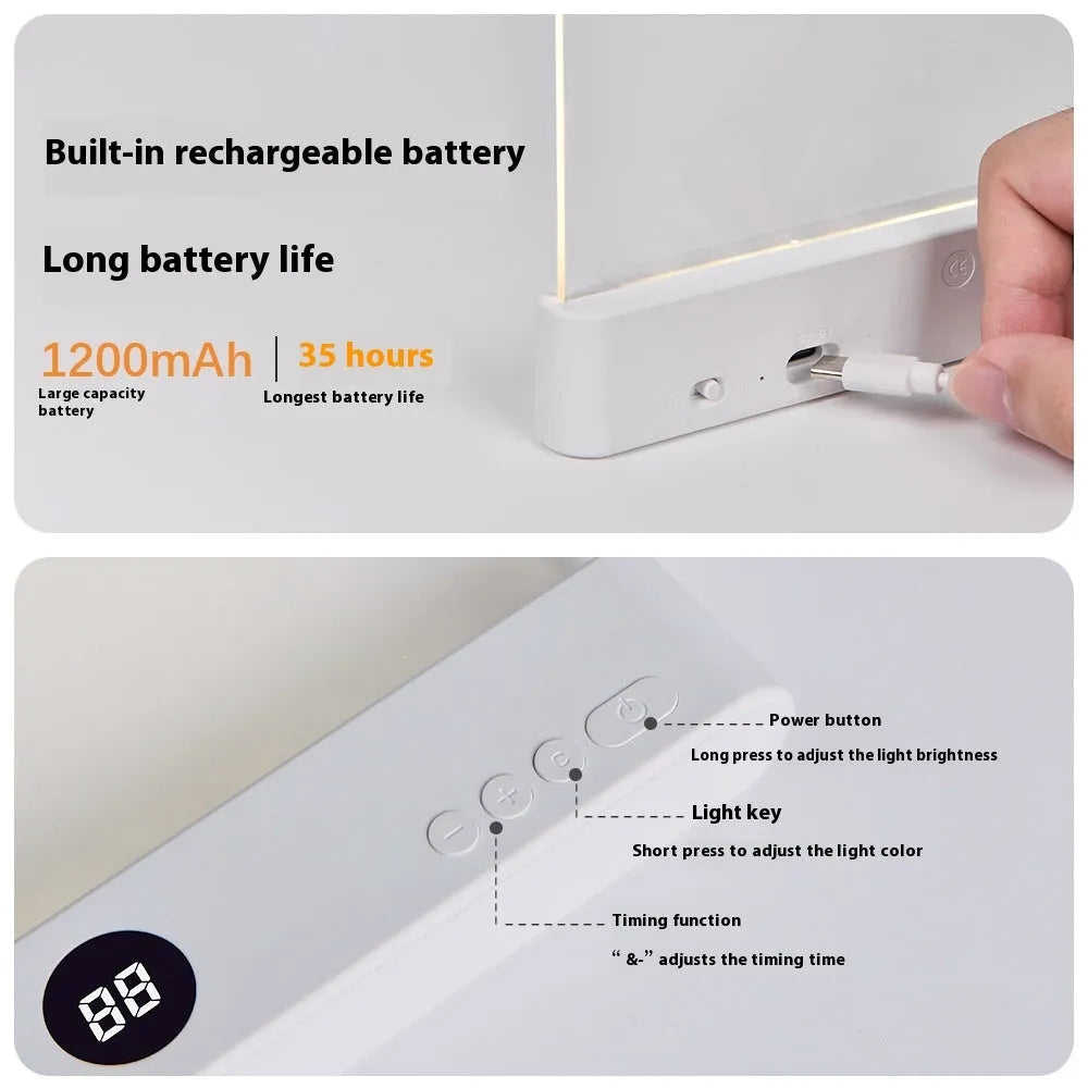 Rechargeable LED tablet reading light in black with clip and adjustable head