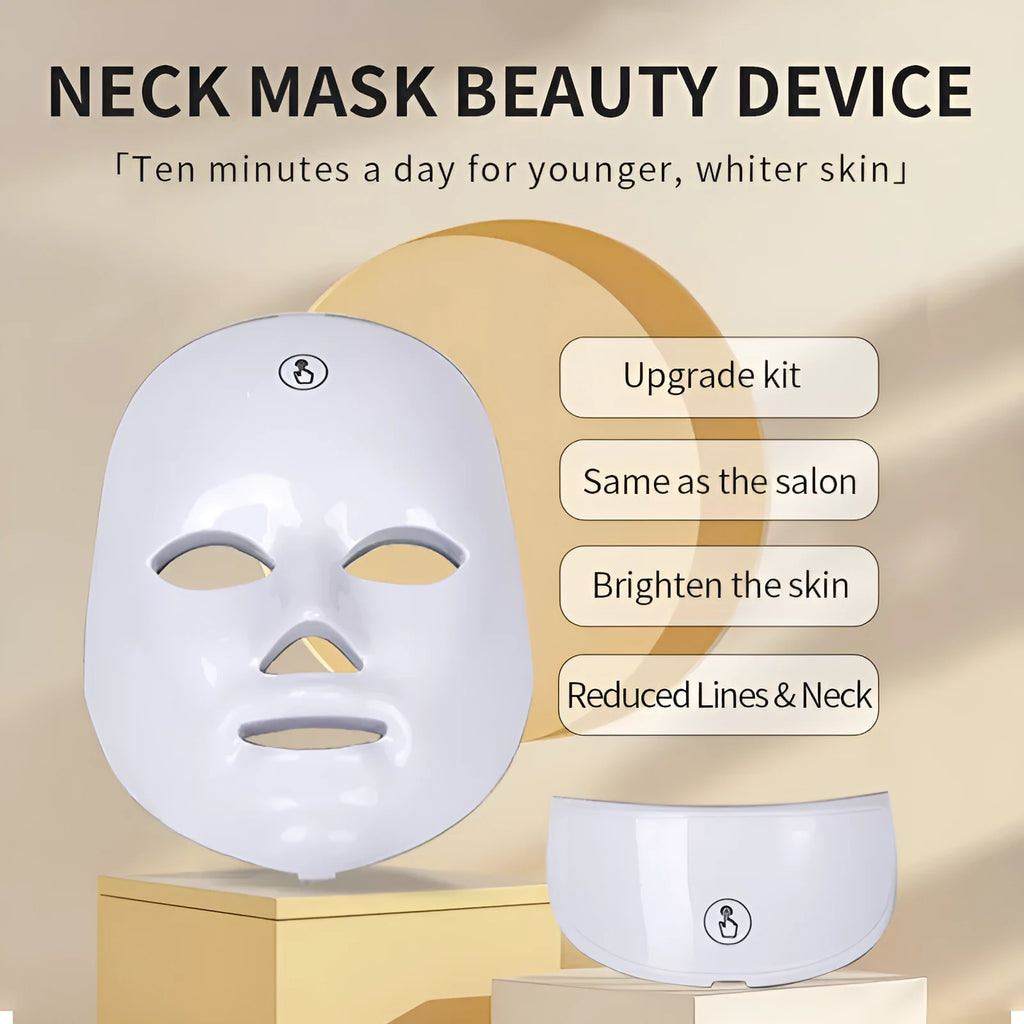 White rechargeable facial LED beauty mask for home photon therapy rejuvenation